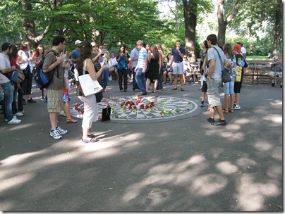 Crowd Around John Lennon Memorial