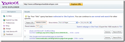 Yahoo! Site Explorer