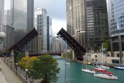 Chicago River Bridge Raised