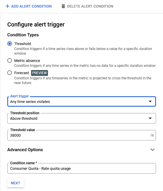 Google Cloud Policies Configure Alert Trigger