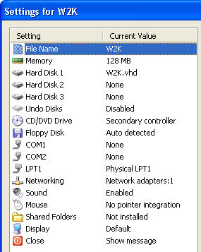 Virtual Machine Settings