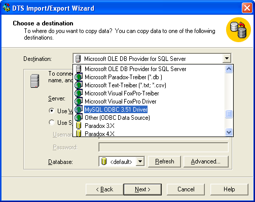 MySQL-DTS-Import-Export